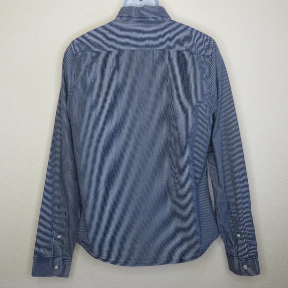 Hollister* Men's Long Sleeve Button Down Curved Hem Stripe Dress Shirt~ Size XL - Picture 2 of 13